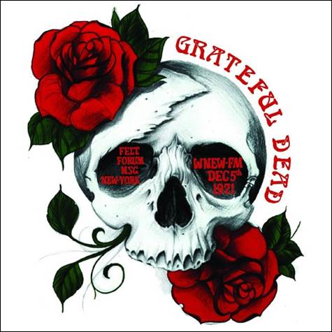 A skull with roses and text

Description automatically generated