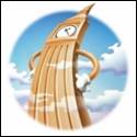 A cartoon of a clock tower

Description automatically generated