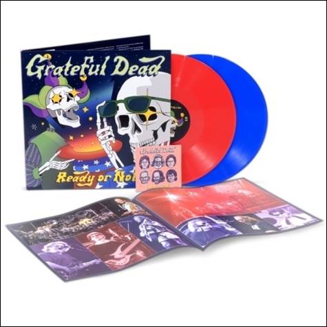 A red and blue vinyl record with a cover open

Description automatically generated