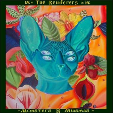 A blue cat with green eyes and green leaves

Description automatically generated